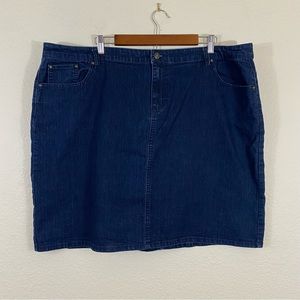 Jaclyn Smith sz:22W Blue Jean Skirt Dark Wash Slit Back with Pockets